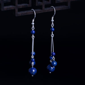 Buddha Stones 925 Sterling Silver Lazurite Beads Serenity Drop Earrings