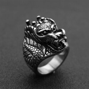 Buddha Stones Dragon Balance Titanium Steel Ring