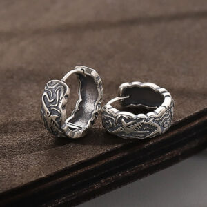 Buddha Stones Fish Bone Pattern Wealth Earrings