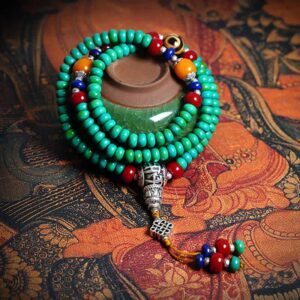 Buddha Stones 108 Mala Beads Tibetan Turquoise Dzi Bead Protection Bracelet