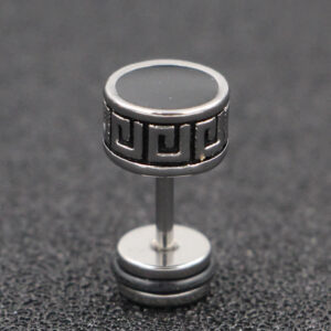 Buddha Stones Cool Men Titanium Steel Balance Round Stud Earrings