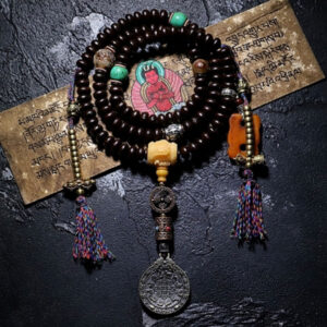 Buddha Stones Tibet 108 Mala Beads Purple Bodhi Seed Bagua Vajra Auspiciousness Bracelet