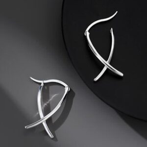 Buddha Stones Geometric Cross Design Luck Hoop Earrings