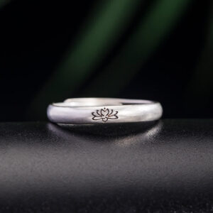 Buddha Stones 925 Sterling Silver Lotus Flower Enlightenment Ring