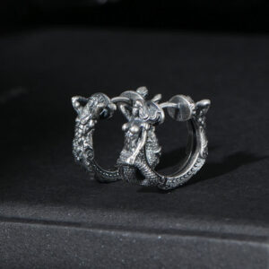 Buddha Stones 925 Sterling Silver Dragon Hoop Pattern Protection Earrings