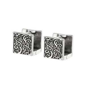 Buddha Stones Grass Pattern Square Stud Earrings